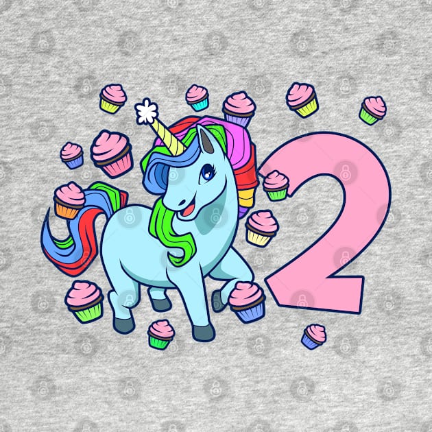 I am 2 with unicorn - girl birthday 2 years old by Modern Medieval Design